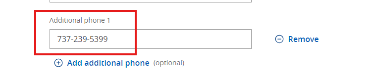 Chase Additional Phone Field