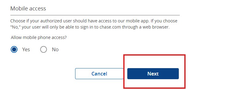 Chase Mobile Access Next