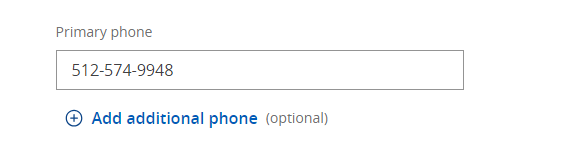 Chase Primary Phone Field