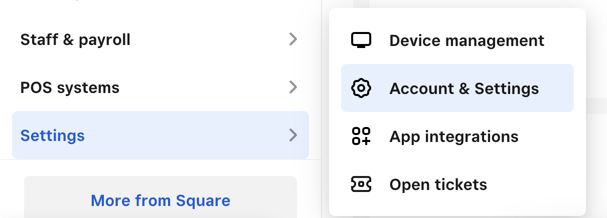Square Accountant and Settings