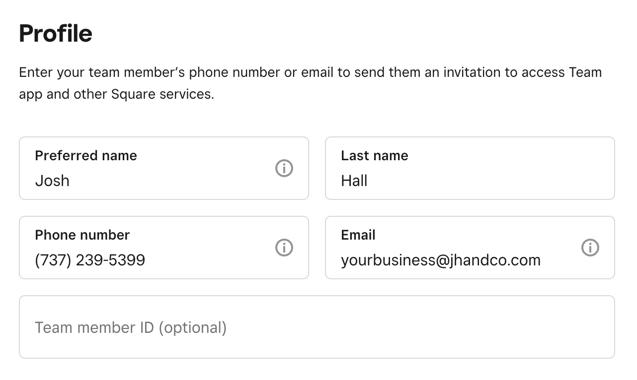 Square Profile Information